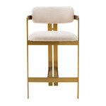 Eichholtz Counter Stool Donato a circular seat and curved backrest in a Bouclé cream upholstery, this counter stool pairs