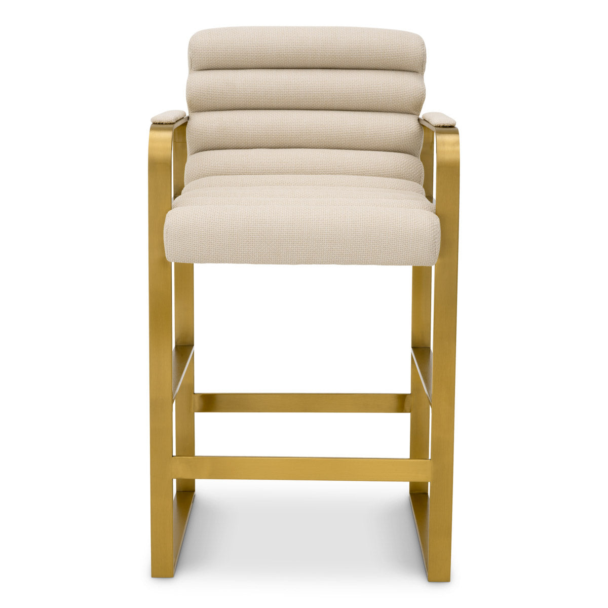 Eichholtz Counter Stool Olsen sand finish on metal construction radiates elegance, offering an iconic touch to your space. Counter