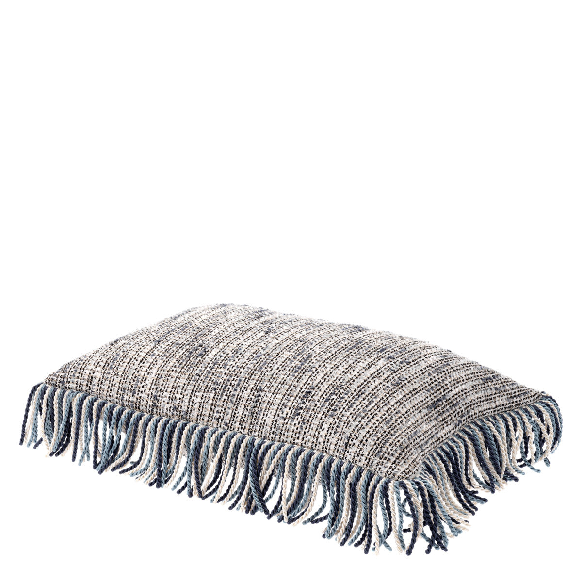 Eichholtz Cushion Dupre rectangular rectangular cushion has rounded corners and a decorative Mademoiselle blue cover with blue fringes. C...