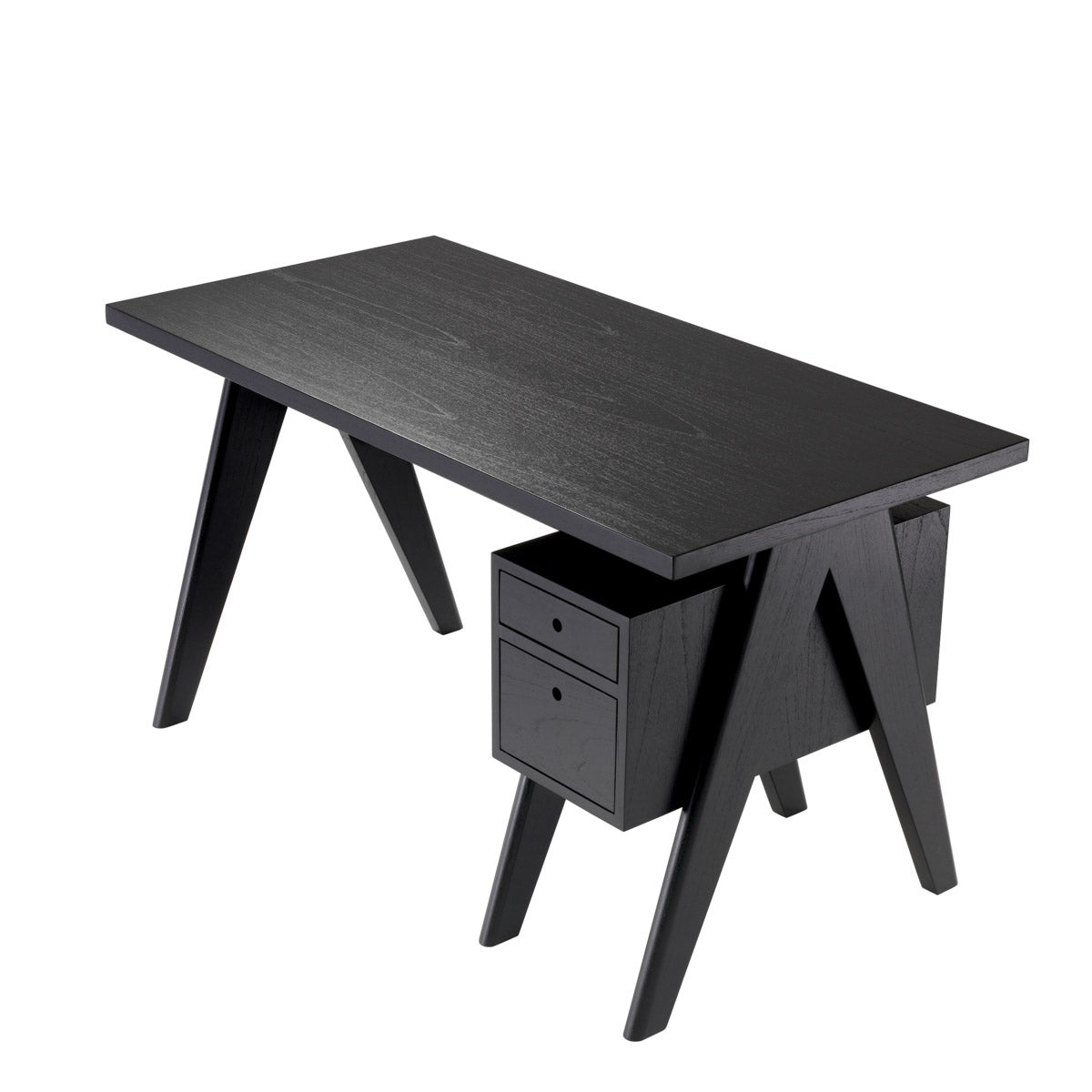 Eichholtz Desk Jullien is provided with a classic black finish. With an open shelf and a cupboard with