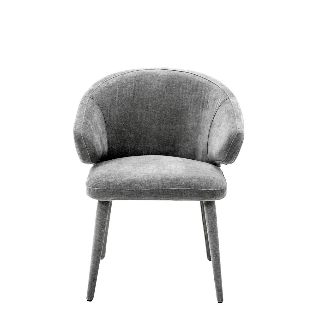 Eichholtz Dining Chair Cardinale legs feature a Clarck grey upholstery and give this eye-catching armchair a sense of Mid-Century
