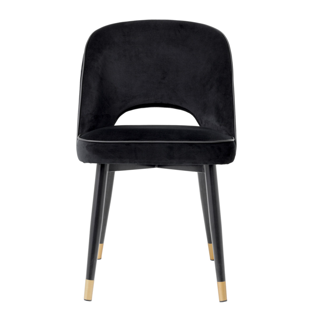 Eichholtz Dining Chair Cliff open at the bottom before the seat. Its stylish silhouette is accentuated with black faux