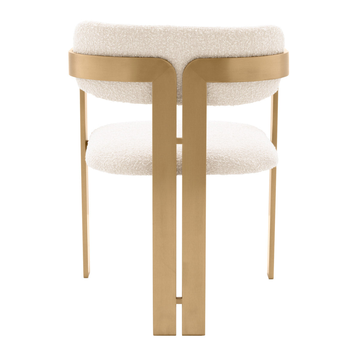 Eichholtz Dining Chair Donato the rounded backrest. The frame features a brushed brass finish and is upholstered in our