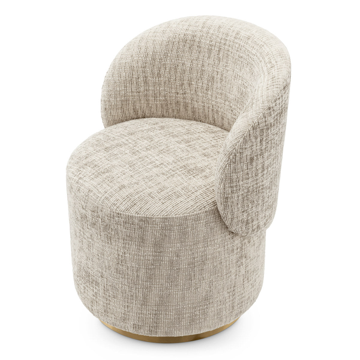 Eichholtz Dining Chair Greer plush fabric blend and a versatile swivel base. Its sleek silhouette is elegantly grounded by