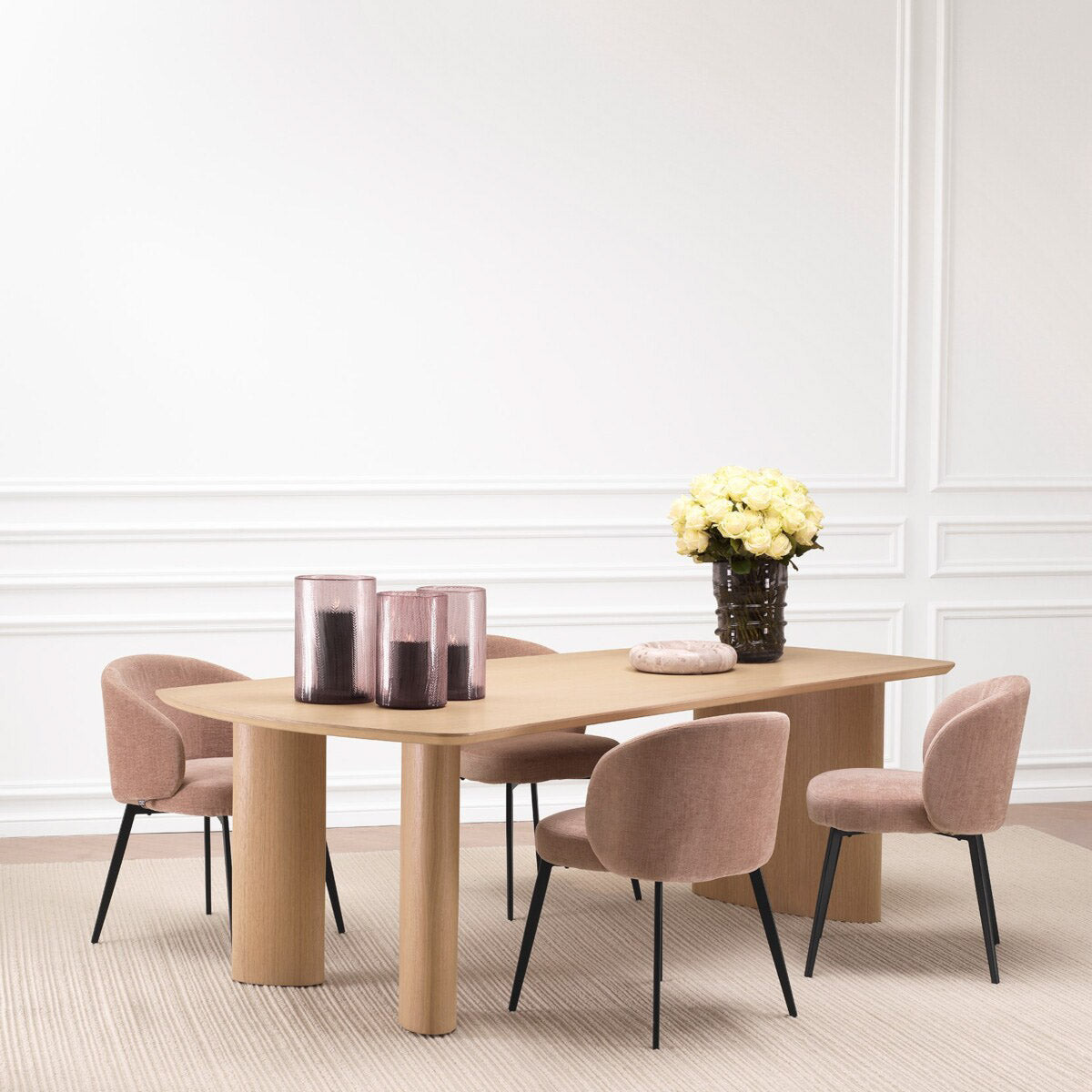 Eichholtz Dining Table Bergman S table. Finished with natural oak veneer, the captivating rectangular silhouette with its three elliptica...