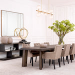 Eichholtz Dining Table Dune its angled legs and bevelled tabletop. Finished in mocha straight oak veneer, this large contemporary
