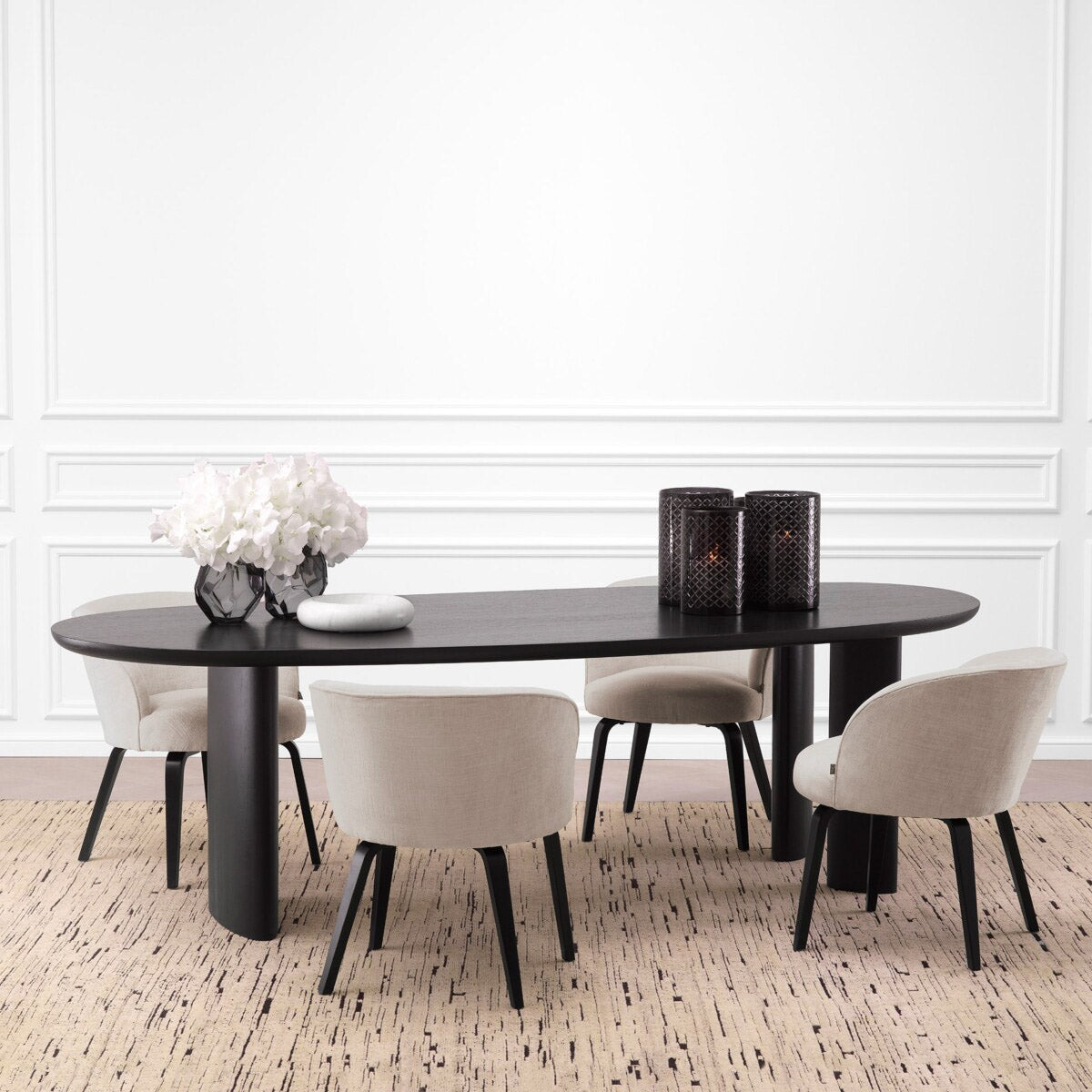 Eichholtz Dining Table Lindner and organic, free-form shape. The six-seater table features elegantly curved ellipse legs that further enh...