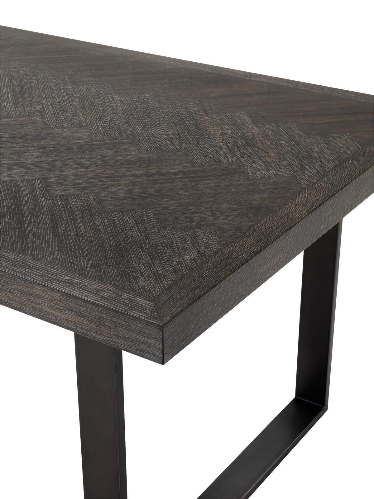 Eichholtz Dining Table Melchior 230 cm interior a genuine retro look and feel. The charcoal oak veneer tabletop features a beautiful