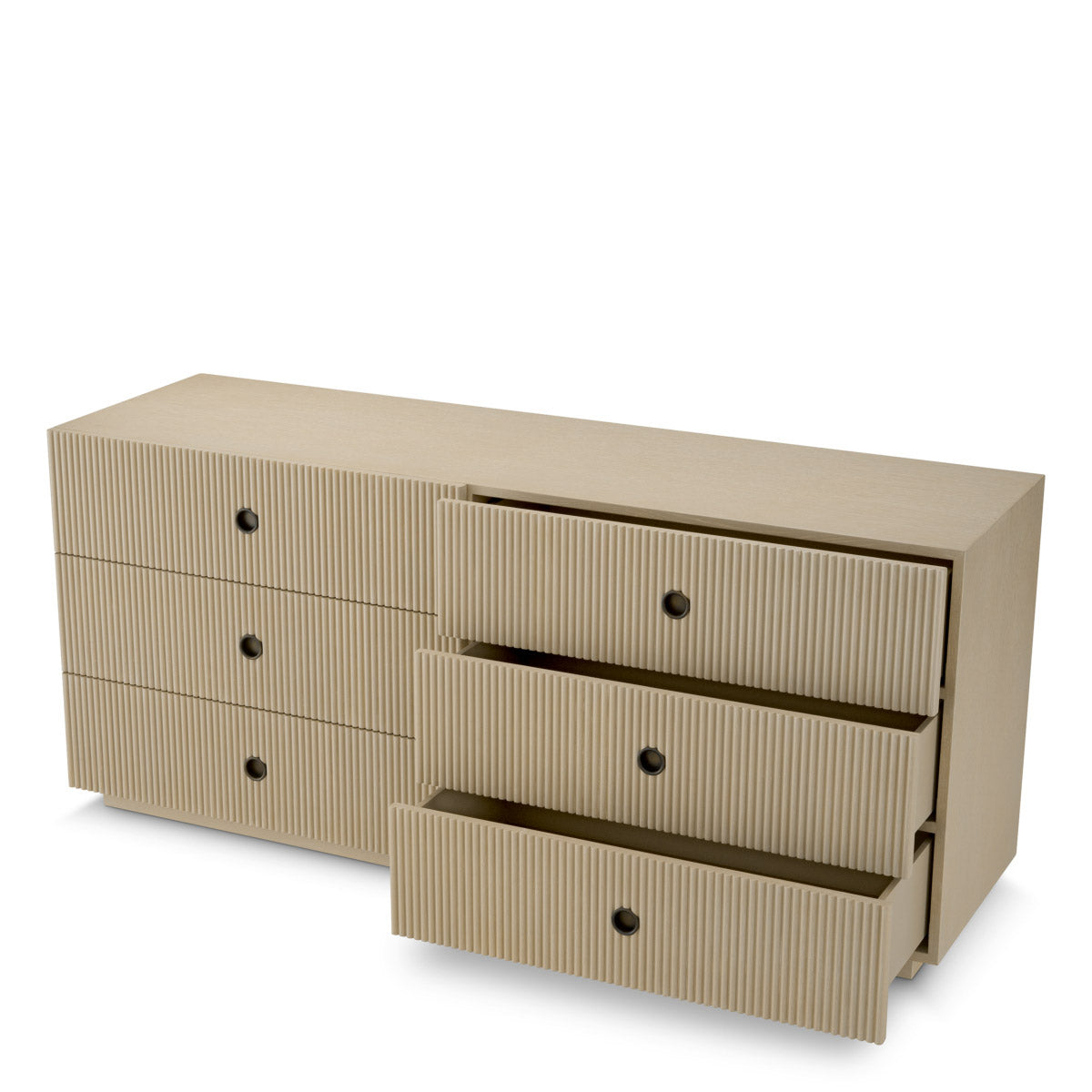 Eichholtz Drawer Chest Dimitrios panels and burnished bronze accents, this piece transcends modern luxury. The refined finish offers an