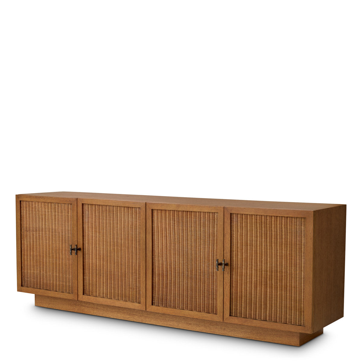 Eichholtz Dresser Borchard Envision elegance with the Dresser Borchard, adorned in caramel oak veneer and intricate rattan paneling.