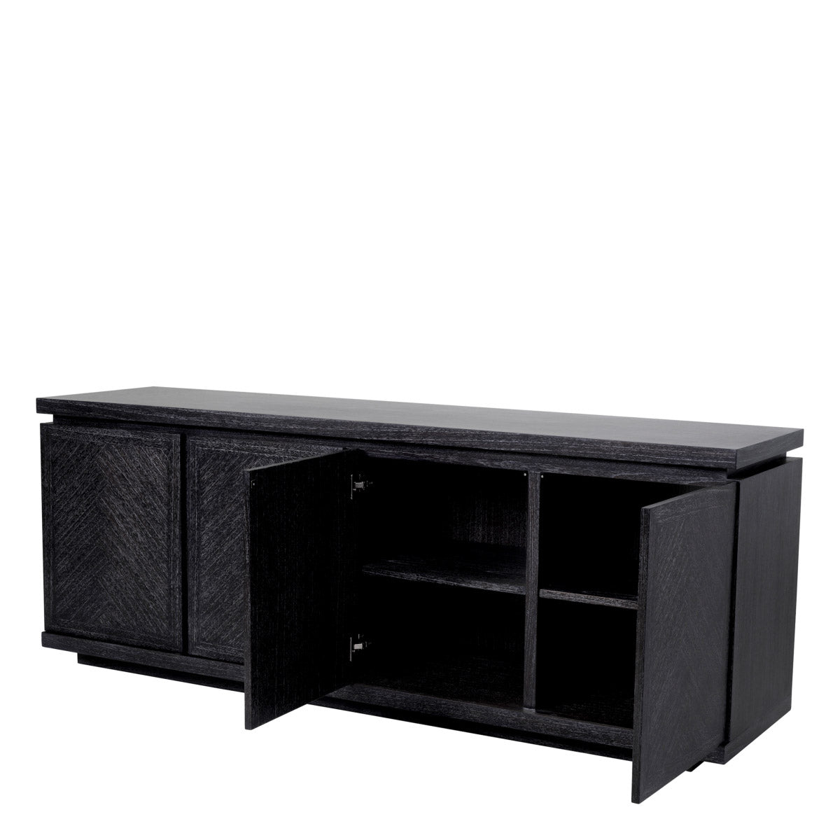 Eichholtz Dresser Bowen Finished in charcoal grey oak veneer, this modern sideboard effortlessly fuses storage with style. It