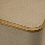 Eichholtz Dresser Napa Valley brushed brass finished frame. It is lined with woven washed oak veneer and contains 4