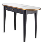 Eichholtz Dressing Table Toulouse the lid. Finished in charcoal oak veneer, it holds a mirror glass table top with