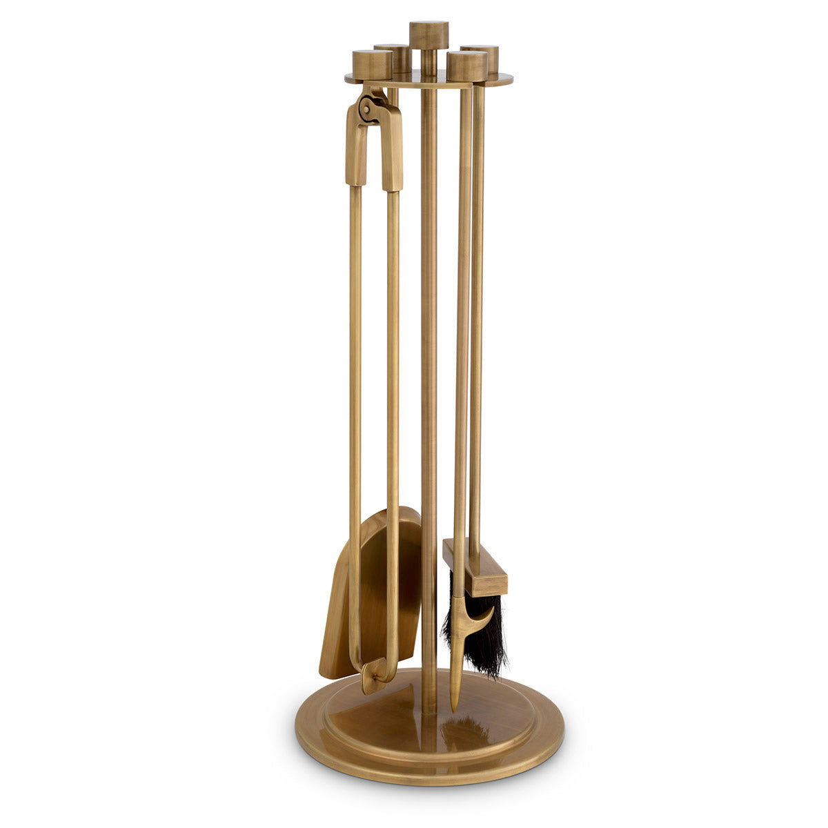 Eichholtz Fire Tools set Lara The stylish and functional storage stand of the Lara Fire Tool Set holds a brush,