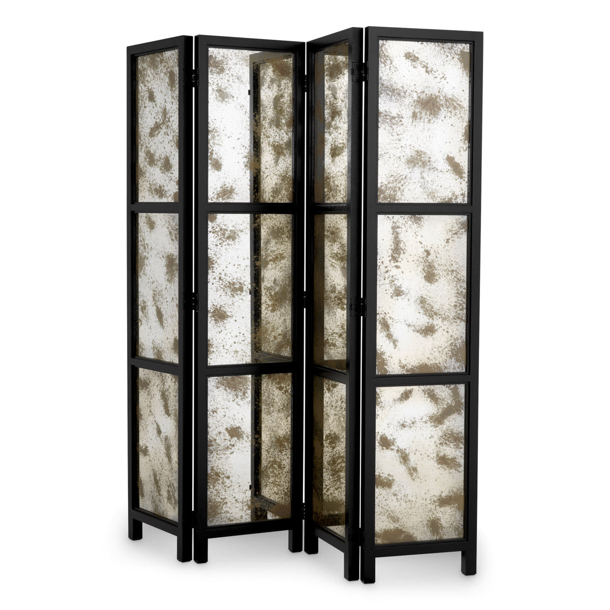 Eichholtz Folding Screen Jacques Richly adorned in a classic black finish, the Folding Screen Jacques entrancingly features antique mirror