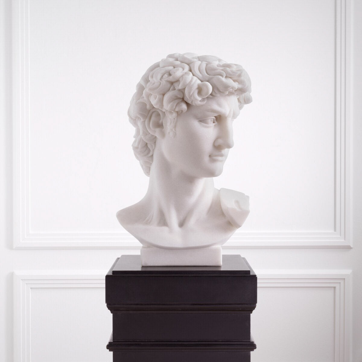 Eichholtz Head David and elegance. Meticulously crafted from luxurious white marble, this statue showcases intricate details and a