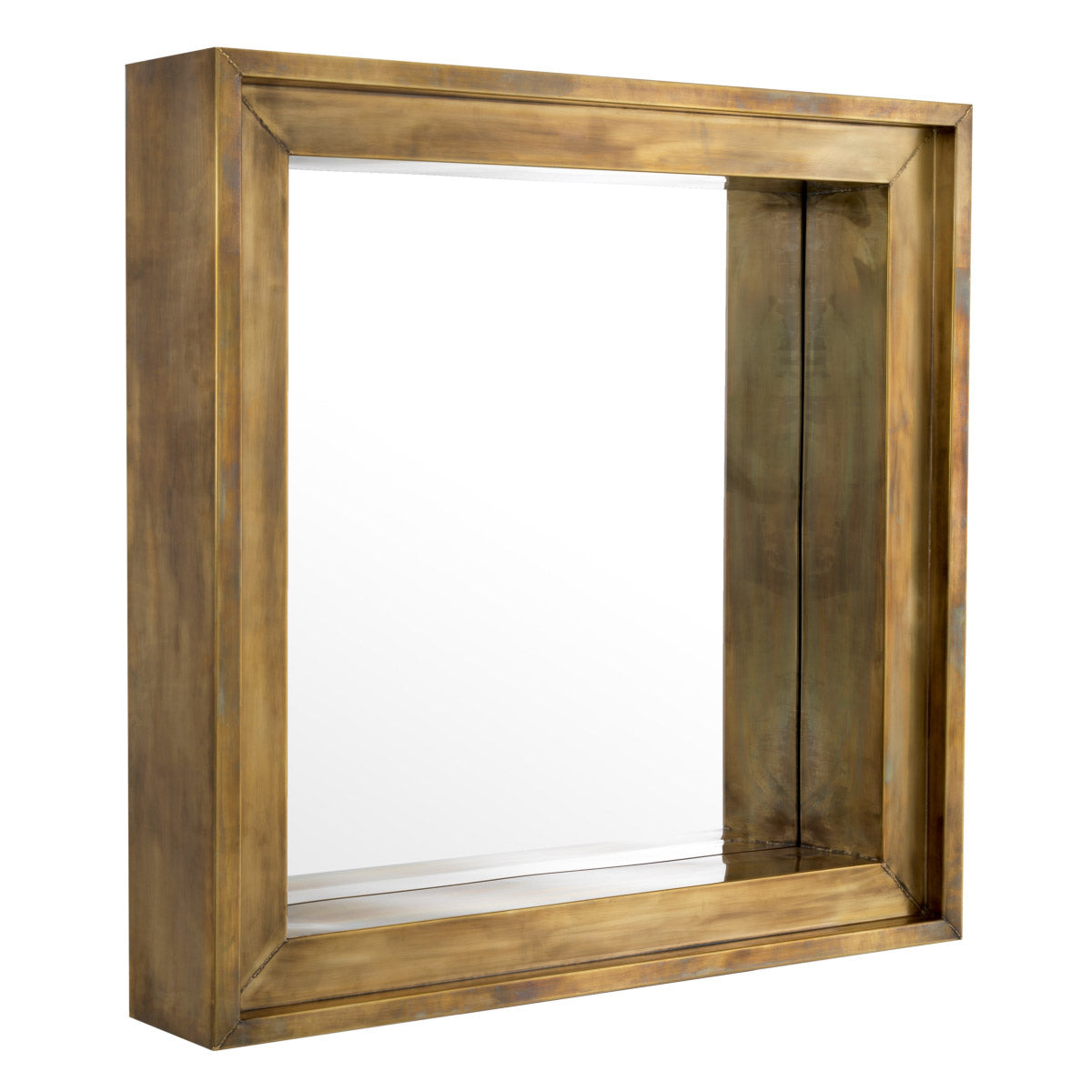Eichholtz Mirror Magenta square deepened frame of this wall mirror comes in a vintage brass finish, making this item