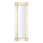 Eichholtz Mirror Pierce rectangular the bevelled Pierce Mirror. The construction of vertical and horizontal bars gives its brushed brass