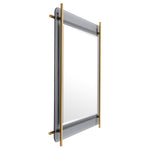 Eichholtz Mirror Quinn square bevelled mirror is mounted on a smoked glass plate with rounded corners and surrounded