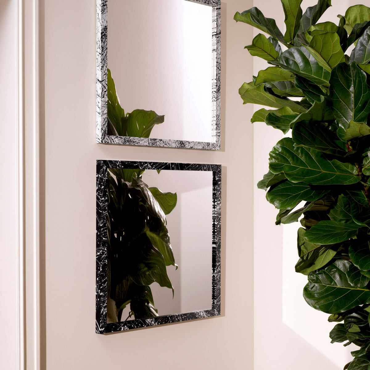 Eichholtz Mirror Reflection of Eccentricity contrasting colors and distinct variations in texture, each piece is truly unique, adding a bold