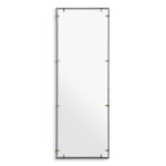 Eichholtz Mirror Verona L mixed materials arranged into a distinctive form. The rectangular smoked glass frame features antique brass