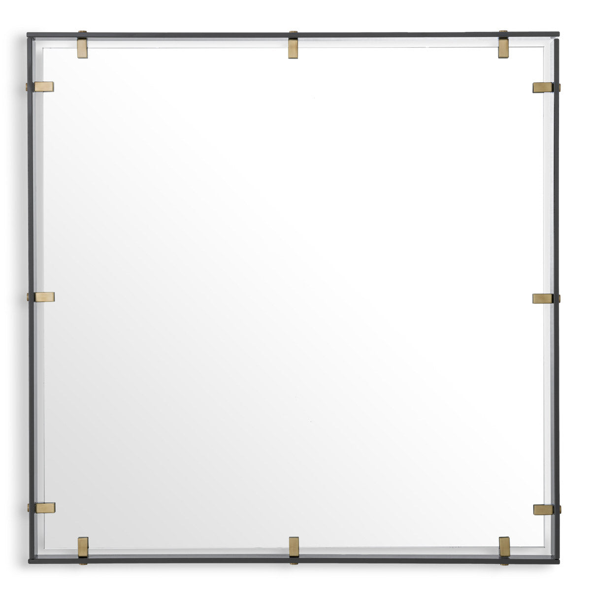 Eichholtz Mirror Verona M of mixed materials arranged into a distinctive form. The rectangular smoked glass frame features antique