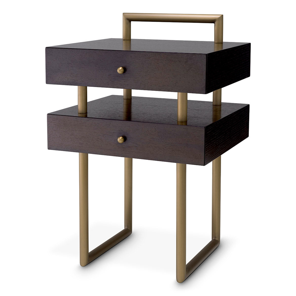 Eichholtz Nightstand Bedini The Bedini Nightstand is a captivating blend of sophistication and functionality. With its brushed brass