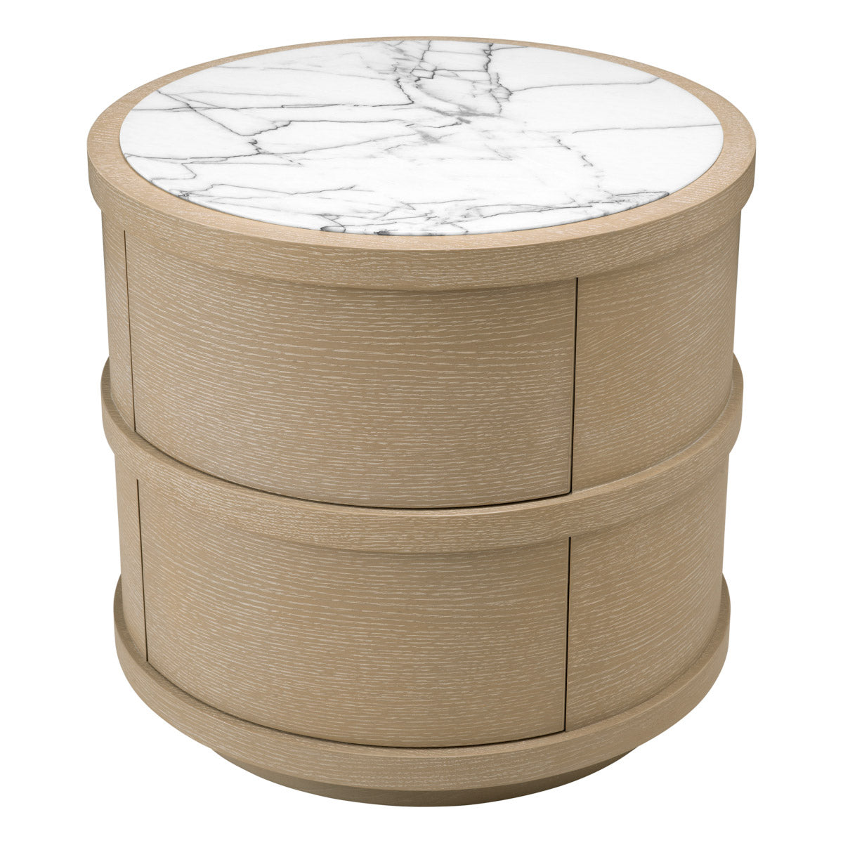 Eichholtz Nightstand Cabana round warmth, while the bianco lilac marble top adds a touch of luxury and elegance. This