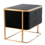 Eichholtz Nightstand Monfort must-have in your bedroom. The diamond quilted black faux leather upholstery perfectly complements the sleek