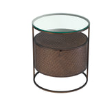 Eichholtz Nightstand Napa Valley with woven oak veneer, containing a drawer with a stainless steel handle. Nightstand Napa Valley