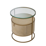 Eichholtz Nightstand Napa Valley lined with woven washed oak veneer, containing a drawer with a stainless steel handle. Nightstand