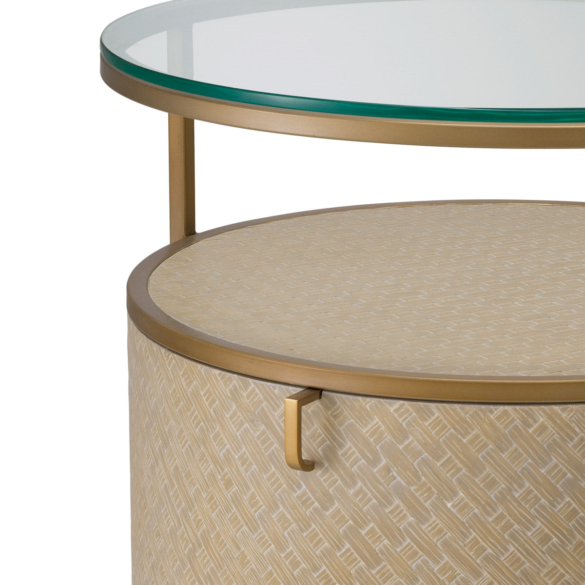 Eichholtz Nightstand Napa Valley tapered Napa Valley Nightstand showcases a sleek brushed brass finished frame, a clear glass tabletop