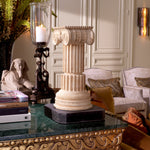 Eichholtz Object Artemis Column Sardis. Handcrafted from marble, each piece is unique, marked by variations in color and veining.