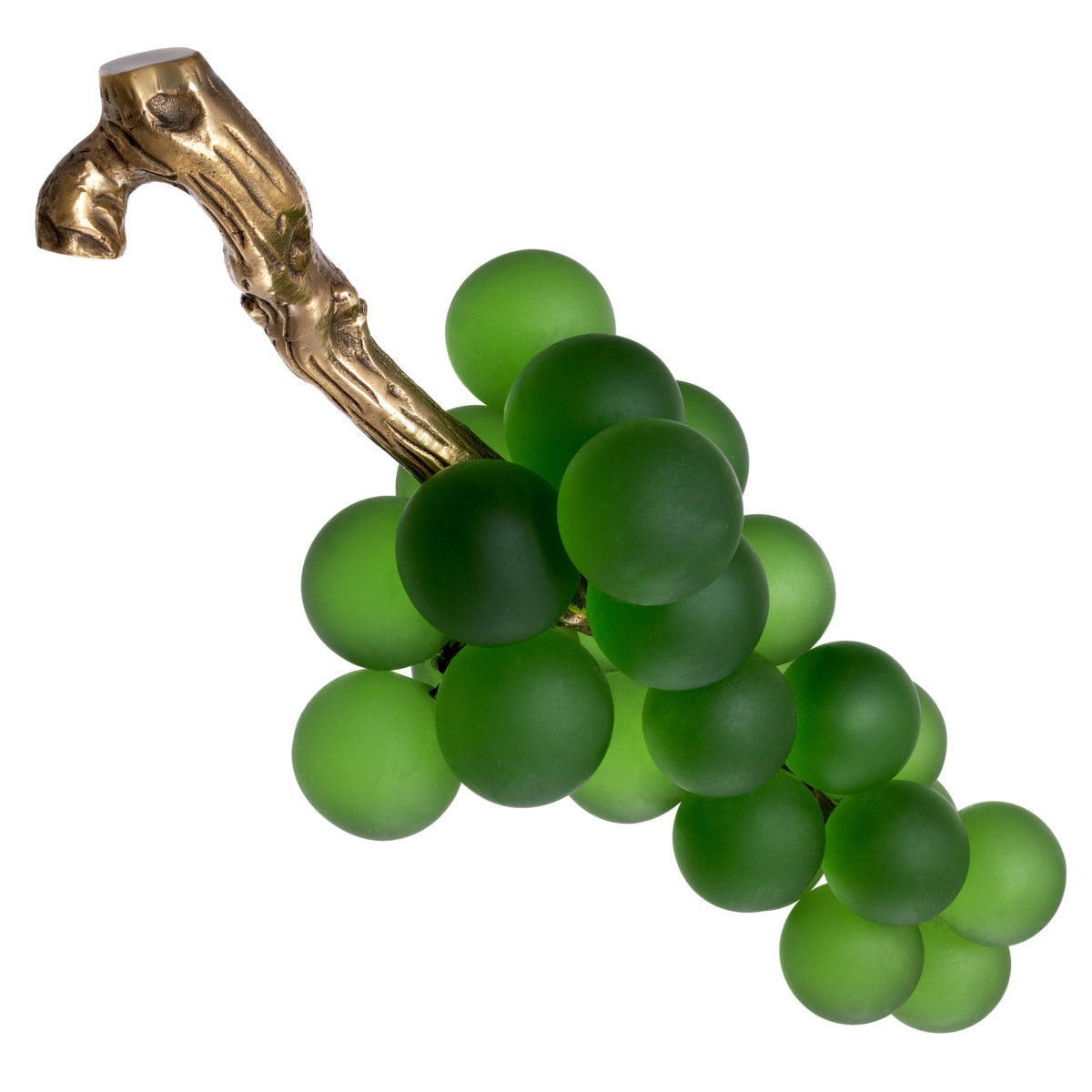 Eichholtz Object French Grapes are crafted from green glass, and the casted brass branch has a vintage brass finish