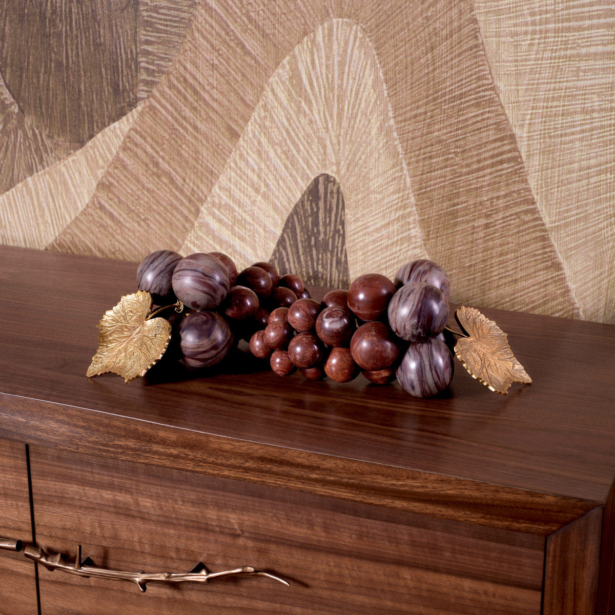 Eichholtz Object Vintage Grapes cluster of lush grapes. Crafted from the finest grey marble, accompanied by a vintage brass