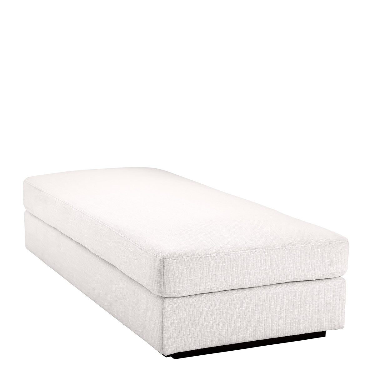 Eichholtz Ottoman Vista Grande Avalon white upholstery and black base. Ottoman Vista Grande Crafted by Eichholtz this ottoman pairs