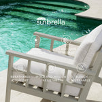 Eichholtz Outdoor Chair Bella Vista in mineral blue Sunbrella fabric with white piping. Outdoor Chair Bella Vista Crafted by Eichholtz