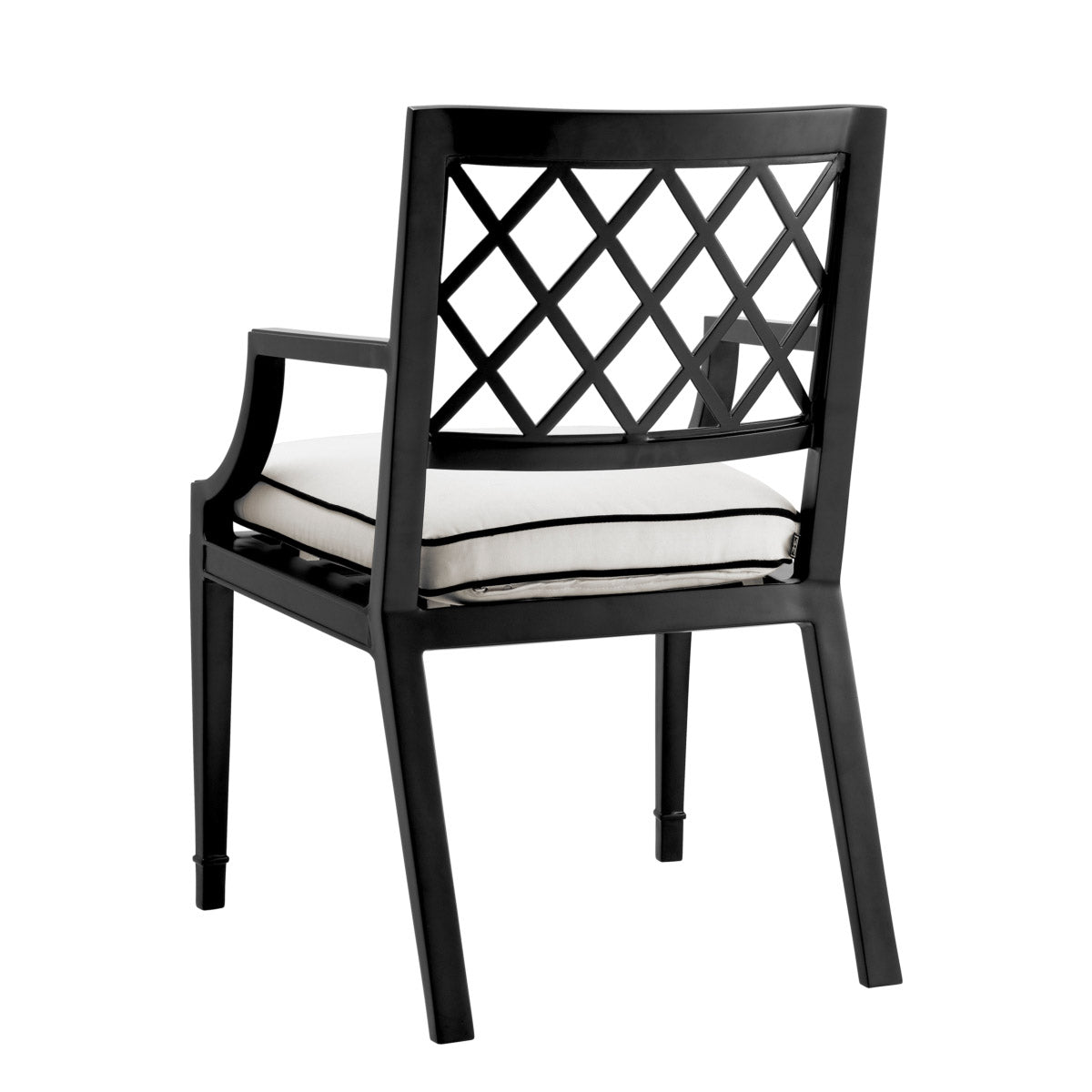 Eichholtz Outdoor Dining Chair Paladium with arm matte black finish frame, this attractive dining chair is sure to be a stylish and