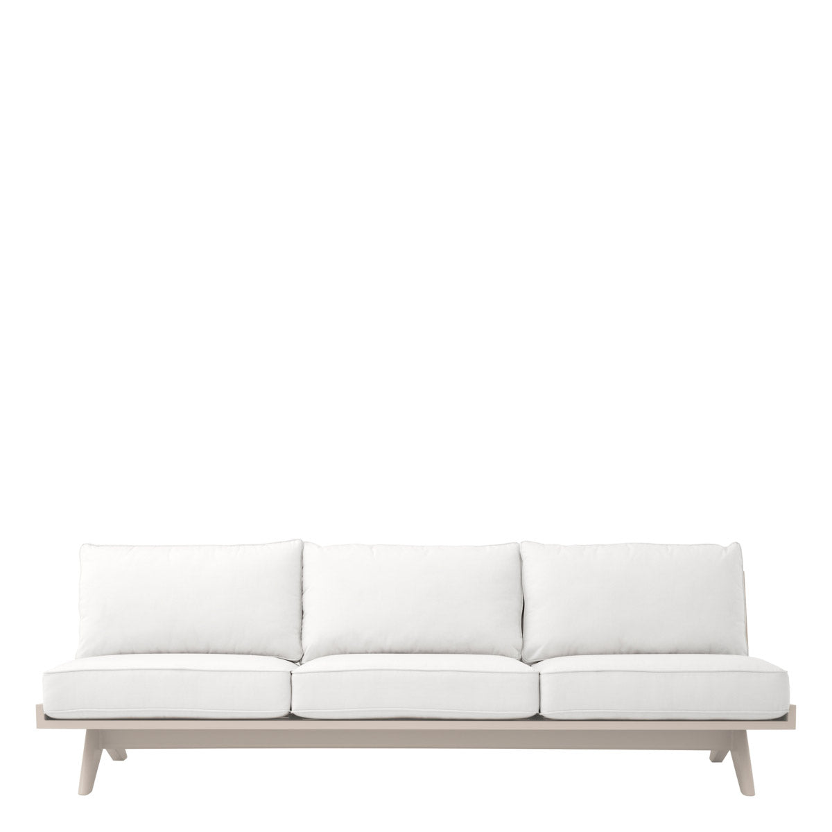 Eichholtz Outdoor Sofa Lomax outdoor sofa radiates a breezy and laid back feel. It has a sand coloured powdercated