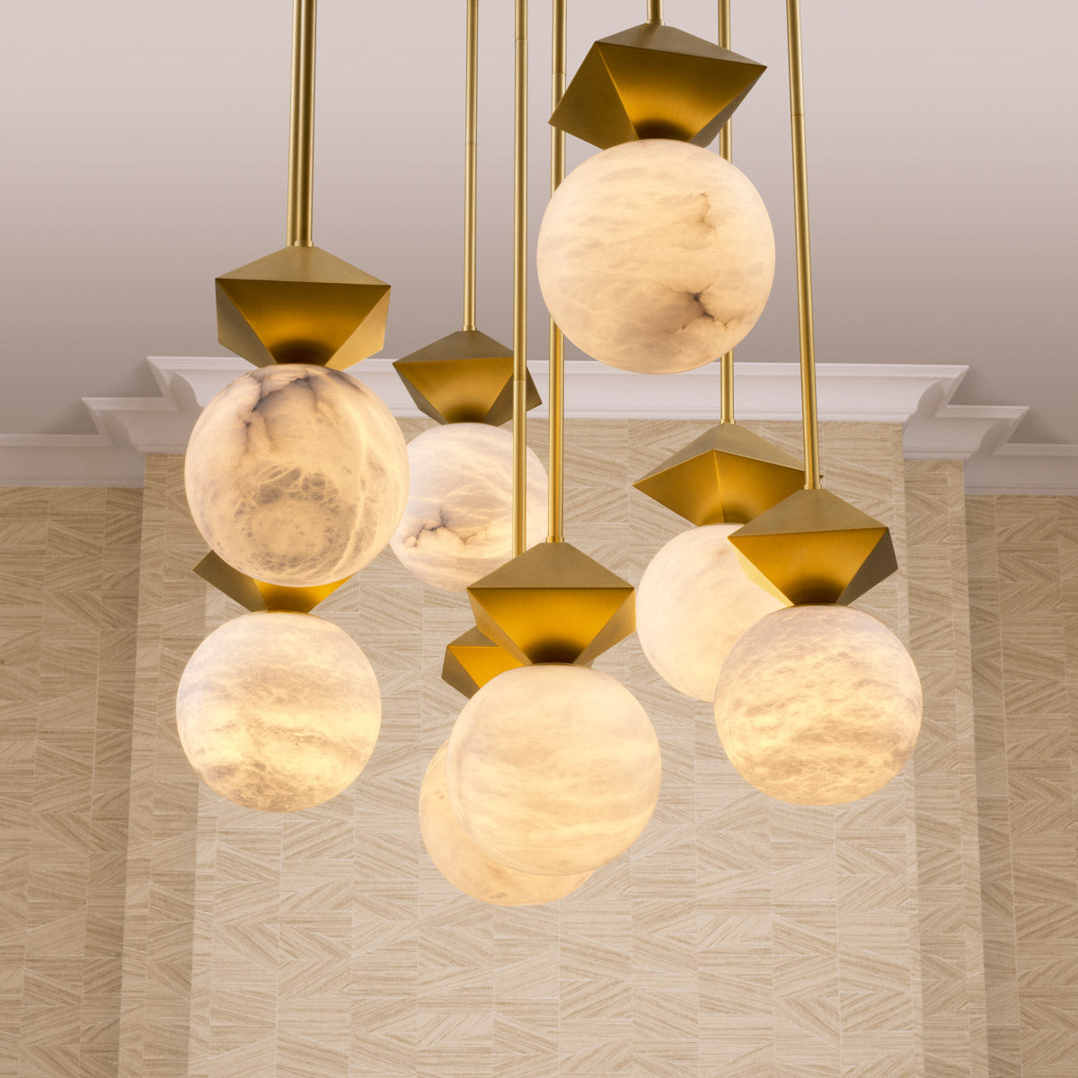 Eichholtz Pendant Elko flair. This pendant light's antique brass finish provides a sophisticated edge, while the alabaster stone