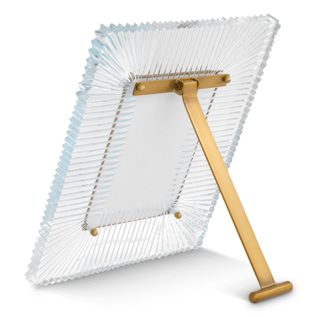 Eichholtz Picture Frame Camille brass finish, complemented by intricately carved clear glass. Perfect for high-end interiors, it transfor...