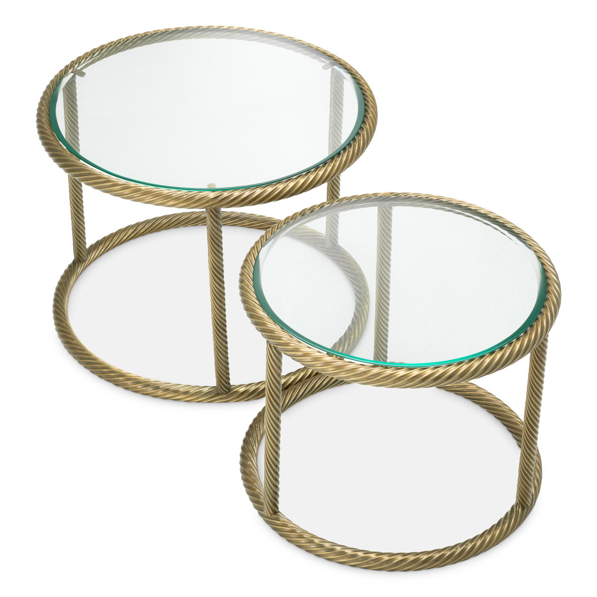 Eichholtz Side Table Addison set of 2 brass finish that adds a touch of sophistication to your décor. Each table showcases refined