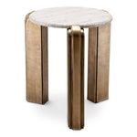 Eichholtz Side Table Albion brass base. The combination of beige and brass is a tasteful mix of modern elegance