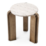 Eichholtz Side Table Albion beside a sofa with a vase of flowers or lamp on top. This unique piece