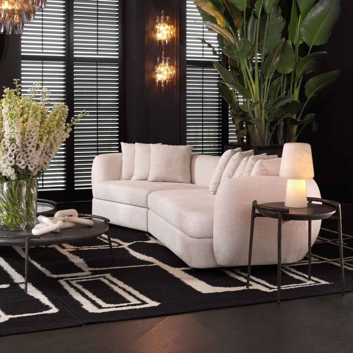 Eichholtz Side Table Arca a grey marble tabletop, each piece showcases unique variations in color and veining making it