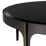 Eichholtz Side Table Artemisa accents embellish the tapered feet. A circular beveled glass top ensures a high level of