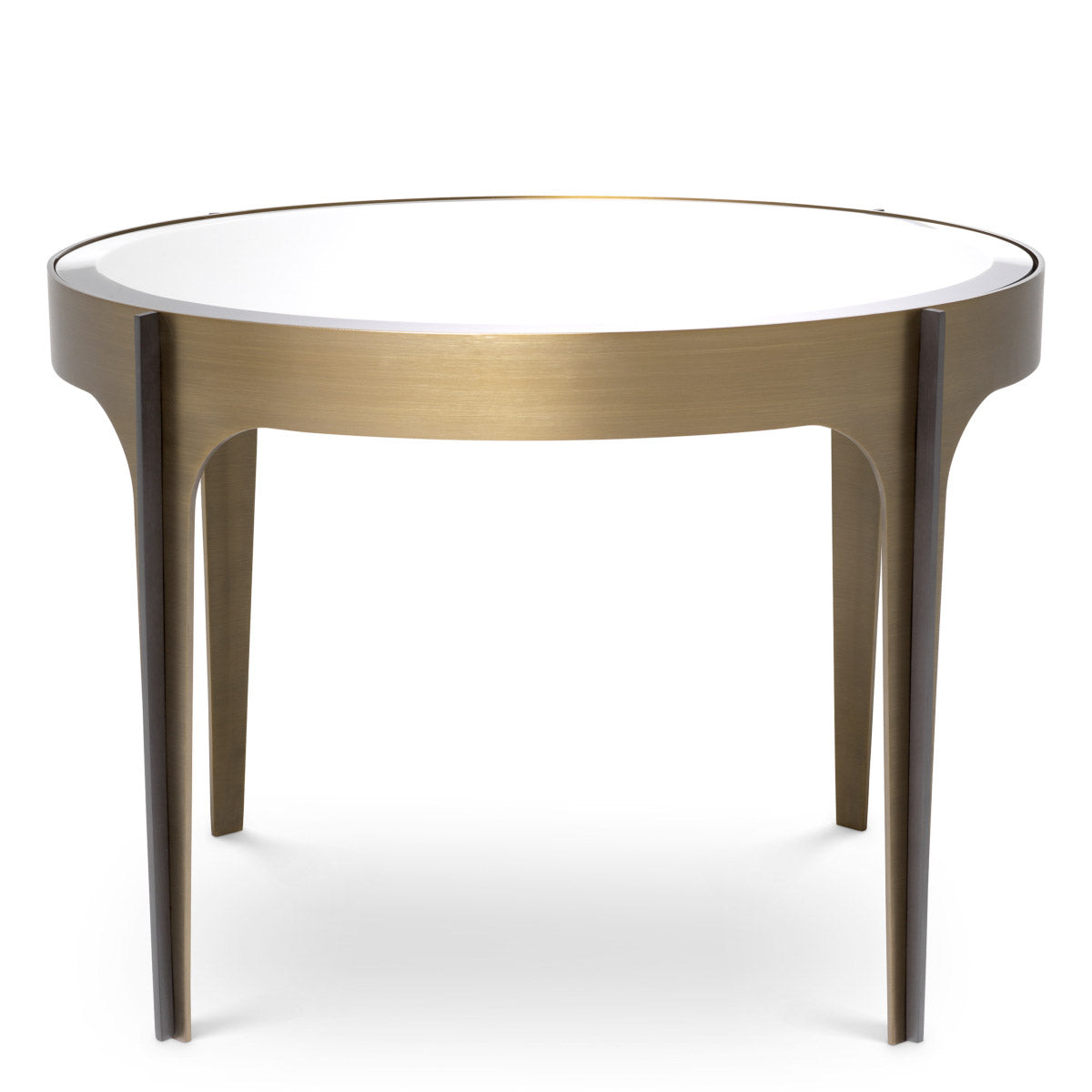 Eichholtz Side Table Artemisa are accentuated by sleek bronze bars on the legs and a tabletop of beveled mirror