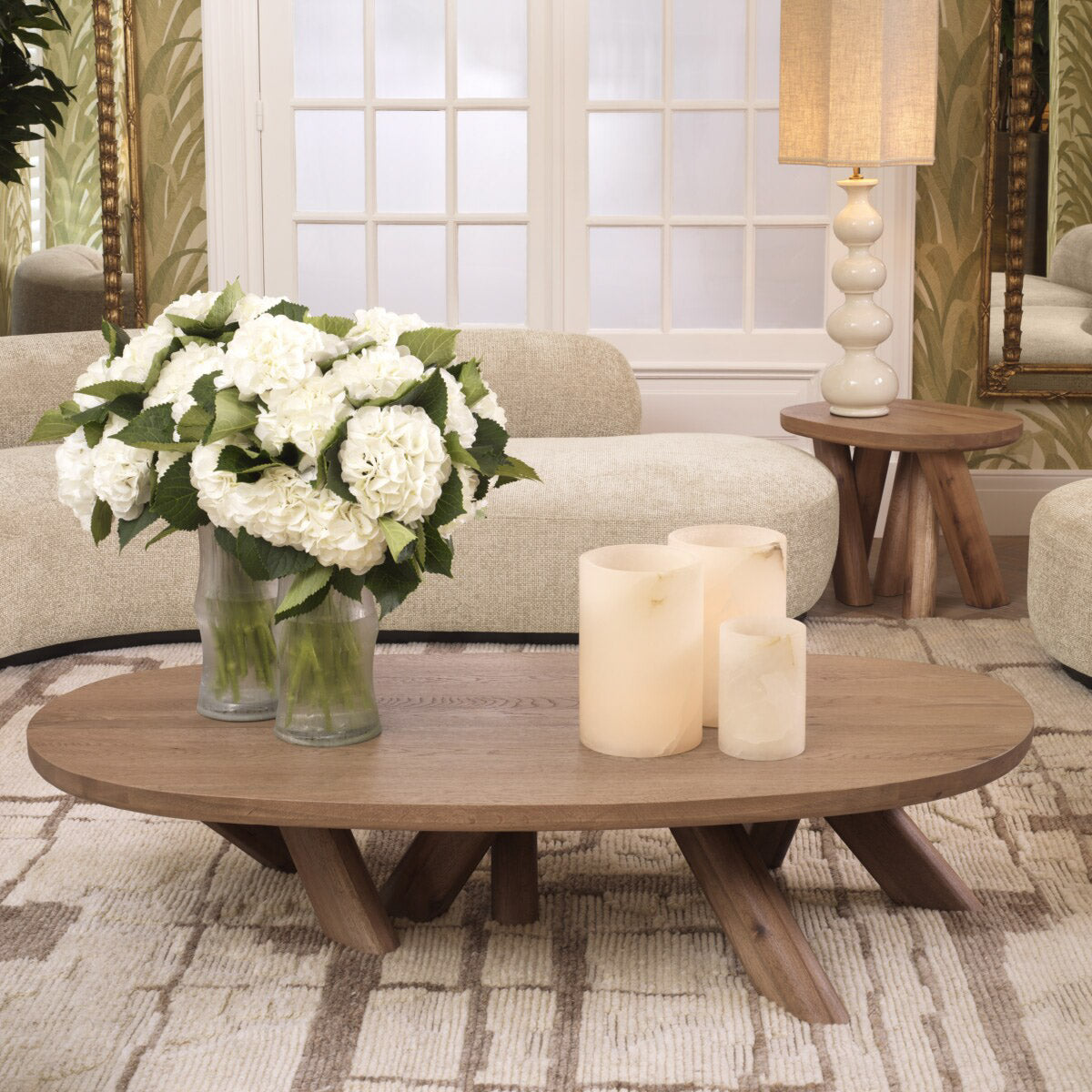 Eichholtz Side Table Bayshore wood craftsmanship. This iconic piece, with its natural oak wood finish, exudes luxury and artisan