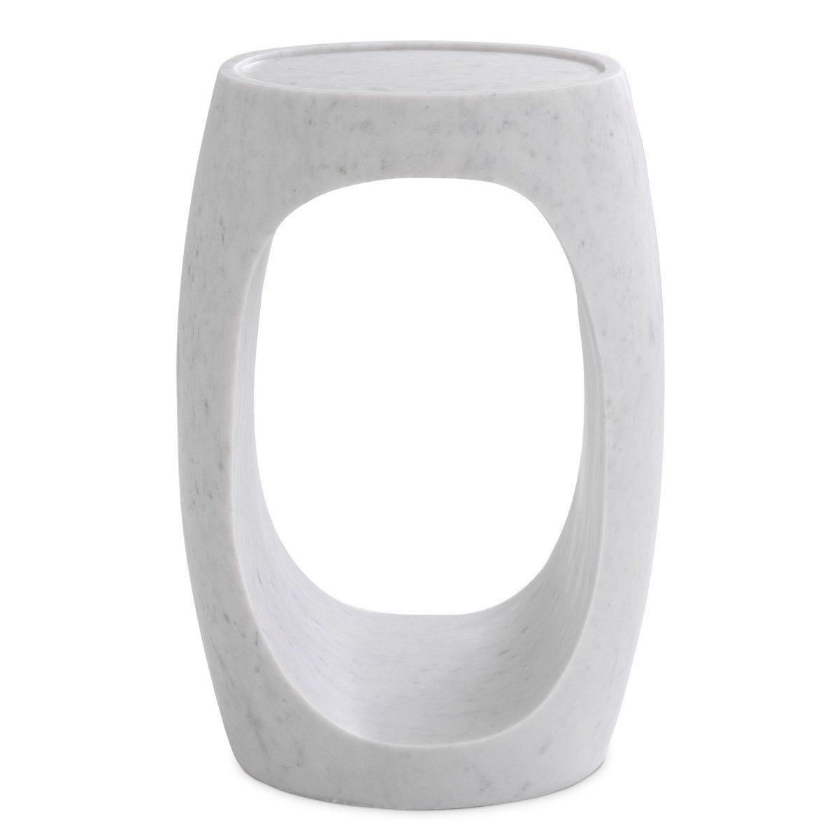 Eichholtz Side Table Clipper high raised edge. It is entirely crafted from one solid piece of white marble, which makes