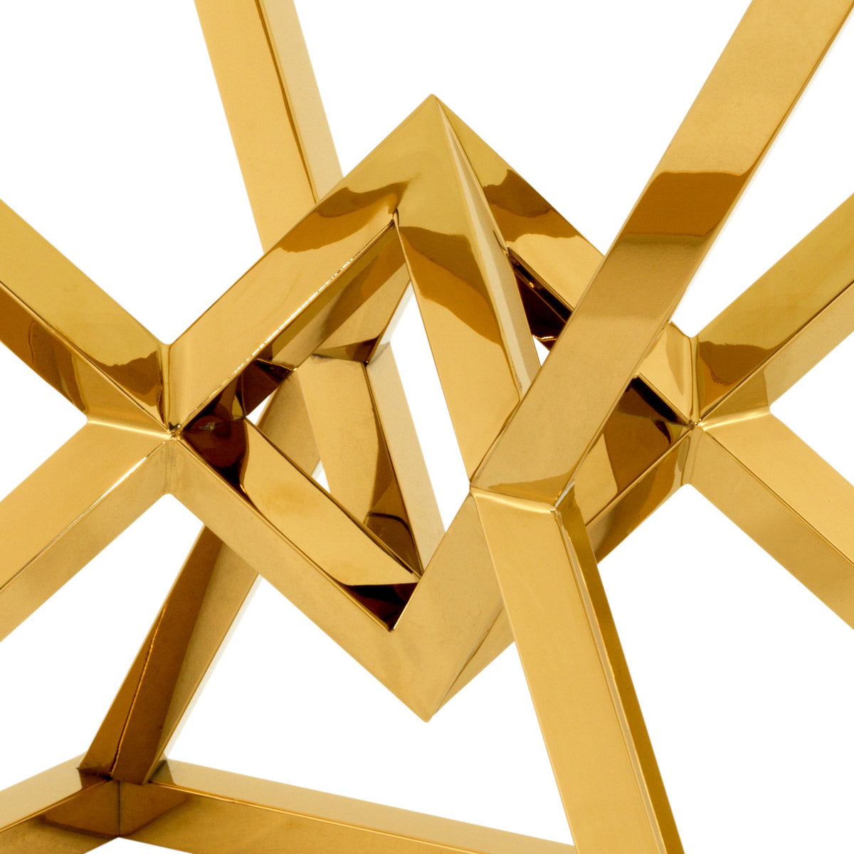 Eichholtz Side Table Connor geometric base features a glamorous gold finish and a clear glass tabletop. Side Table Connor